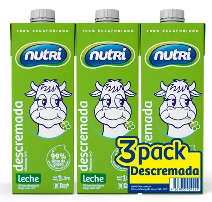 3 PACK LECHE DESCREMADA SQUARE 1L