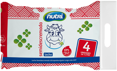 4 PACK LECHE SEMI UHT POLIETILENO 1L